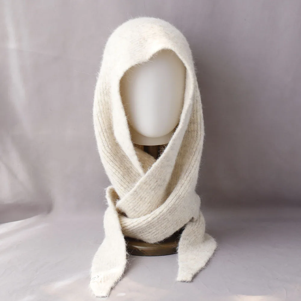 

Winter Hat Scarf Beanie Women Wool Knit Bomber Hood Warm Accessory For Cold Weather Autumn Outdoor Skiing Sports