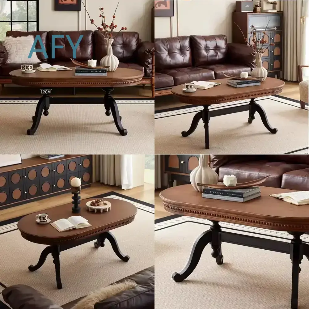 Solid Wood Coffee Table for Living Room Oval Tea Table for Modern Home Decor Minimalist End Table for Small Space Wooden