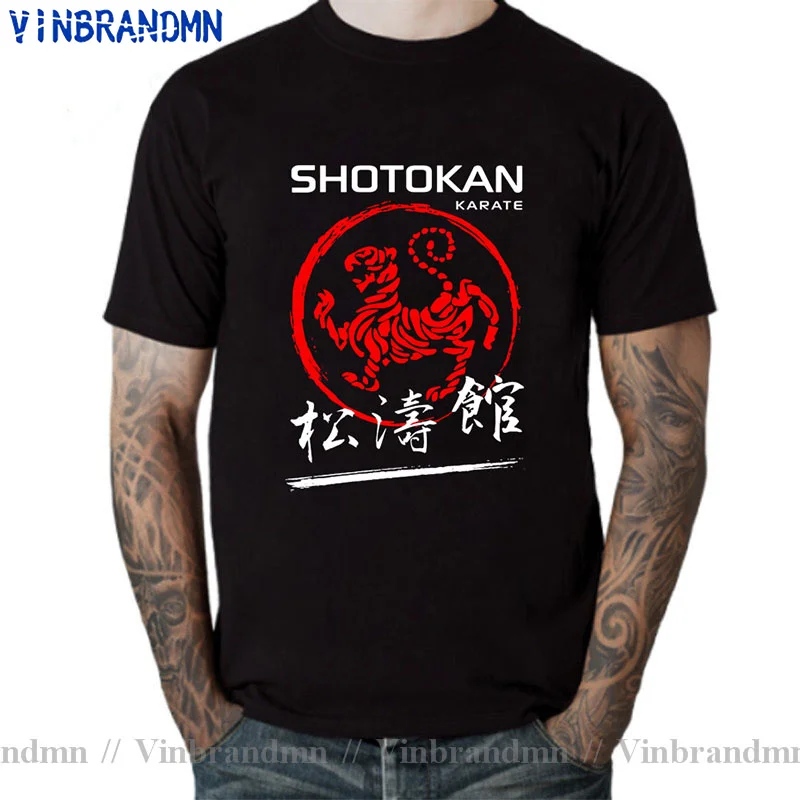 Japanese Kung Fu Shotokan Karate T Shirt Men T-Shirts Short Sleeve O-Neck Cotton Mans Shotokan Tiger T-shirt Tops Mans Tee Shirt