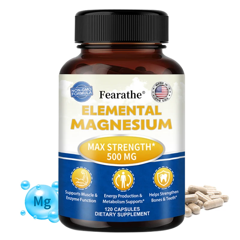 

500mg Magnesium Capsules, Promote Bone and Muscle Health, Provide Comprehensive Support for Bodily Functions, Non-GMO