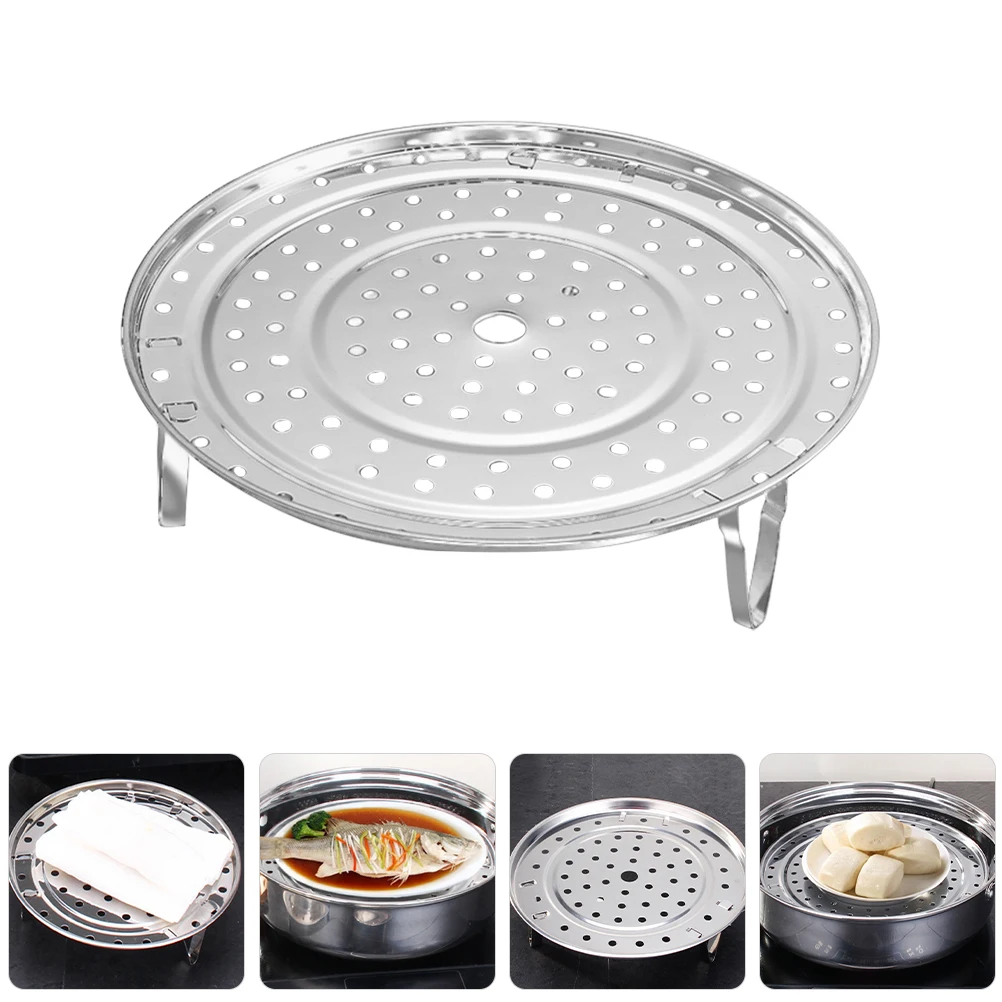 

Stainless Steel Steamer Rack 18Cm Round Tray Three-Leg Stand Dishwasher-Safe For Pot Wok Cooking Kitchen Steam Rack
