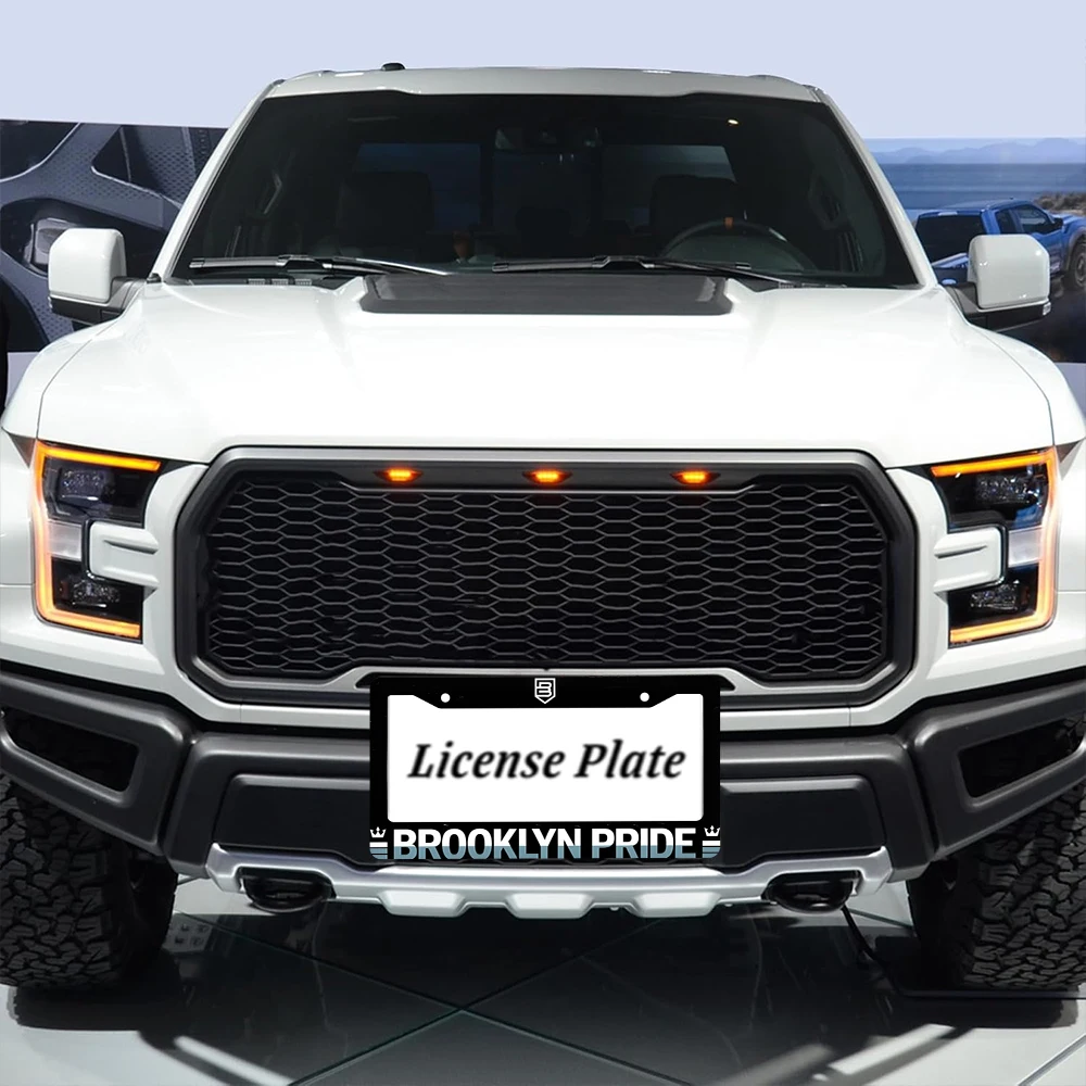 1 قطعة إطار لوحة ترخيص بفتحتين من الألومنيوم الأسود مع نمط بروكلين برايد، 6 × 12 بوصة، يتضمن طقم براغي، سيارة ريترو مبتكرة D