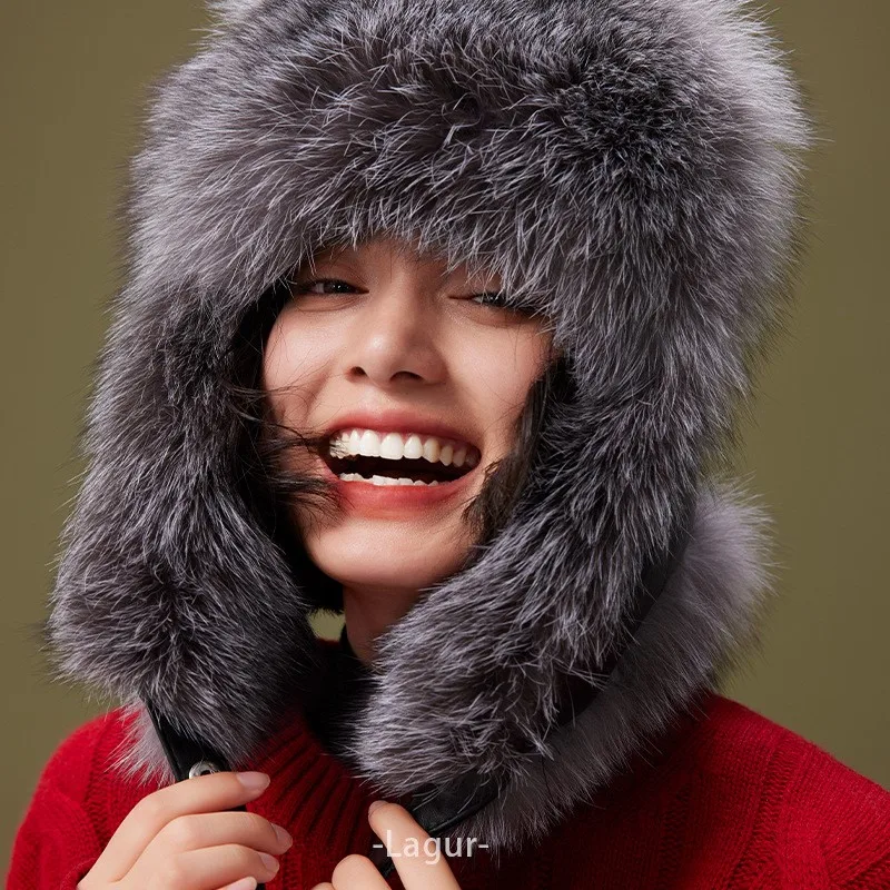 Light luxury hat ear-protecting cold-proof and warm for women fur men