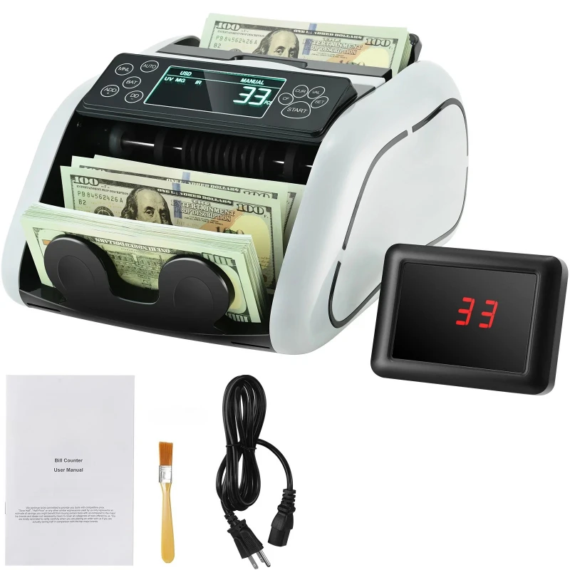 1000 Pcs/Min Money Counter Business Cash Register Bill Counterfeit Bill Detector by UV/MG/IR/DD Function for Bank Store