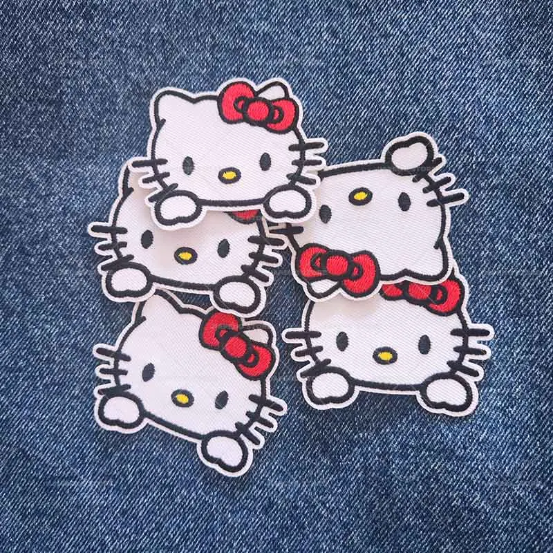 

Hello Kitty Iron on Embroidered patches For Clothes Hot Cartoon Cute Sanrio Ironing Patch On Bags Jeans Applique Decor Badge DIY