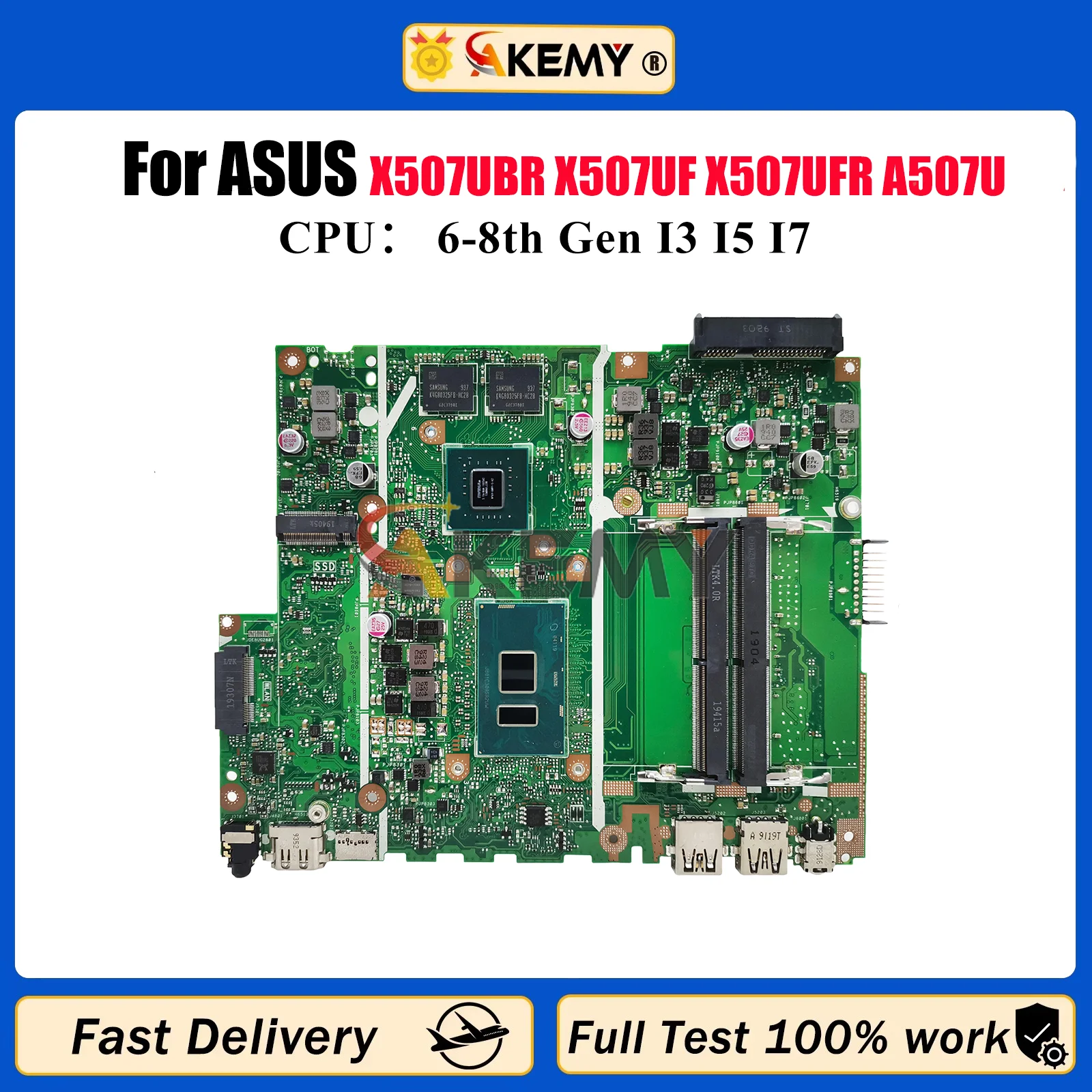 

X507UBR Laptop Motherboard For ASUS X507U A507U R507U F507U Y5000U X507UB X507UAR X507UBR X507UF X507UFR Mainboard I3 I5 I7 CPU