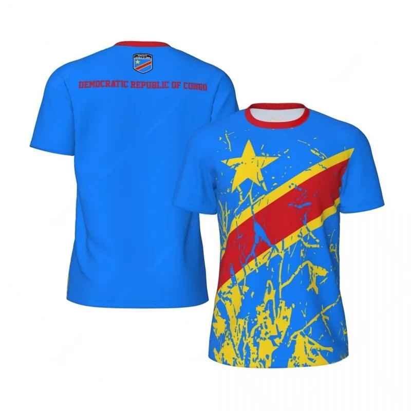 DEMOCRATIC REPUBLIC CONGO 3D Print Sports Quick-dry Breathable Men T-shirt Football Jersey Parent-child Short Sleeve Top Clothes