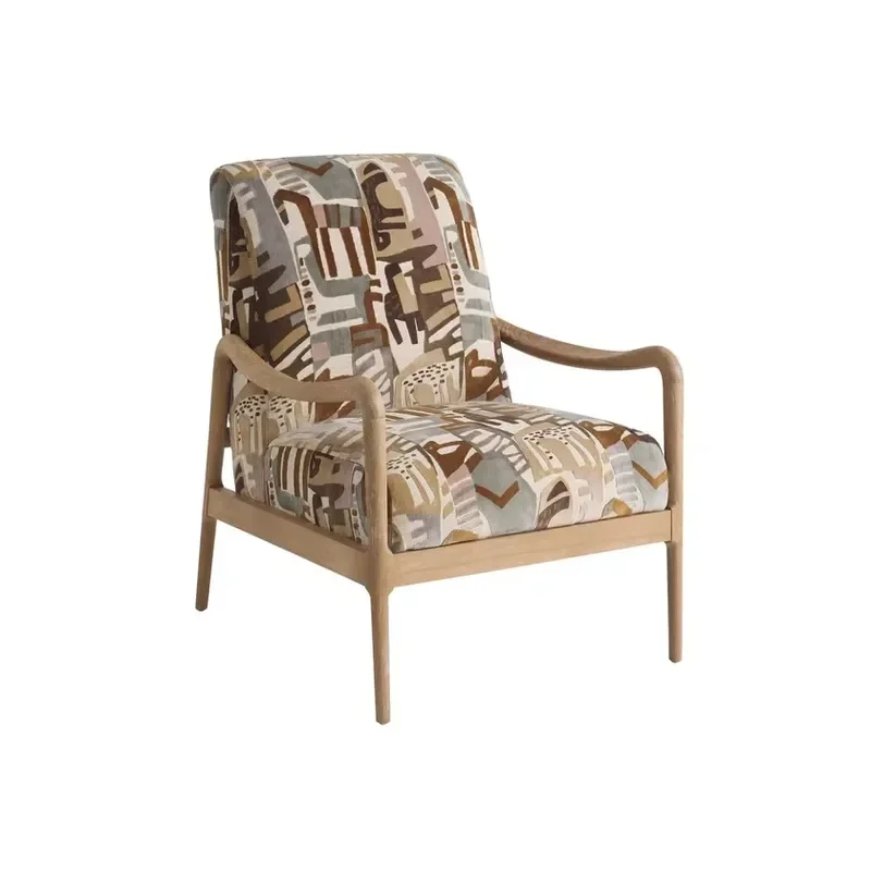 Elegant Curved-Wood Accent Chair Featuring Premium Textured Weave & Ergonomic Barrel Back Support