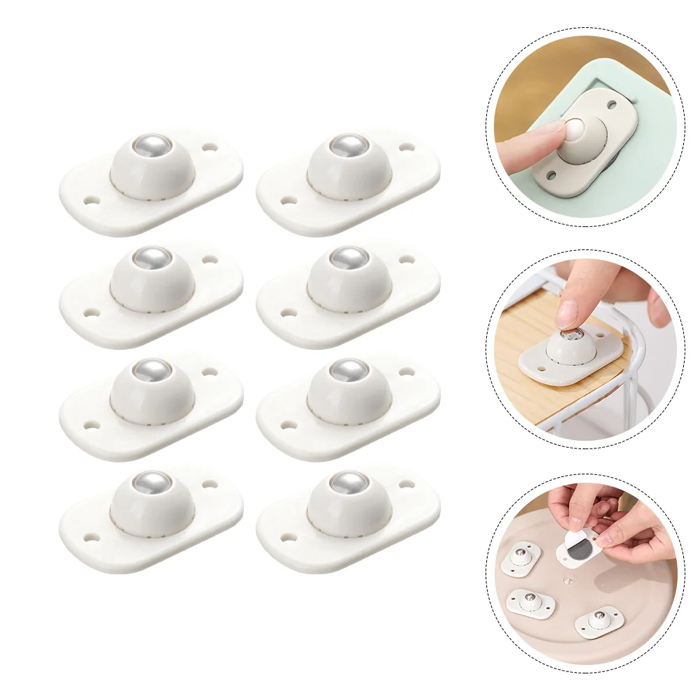 

8 Pcs Universal Wheels Storage Case Heavy Duty Bins Glue Adhesive Casters Abs Child Toy