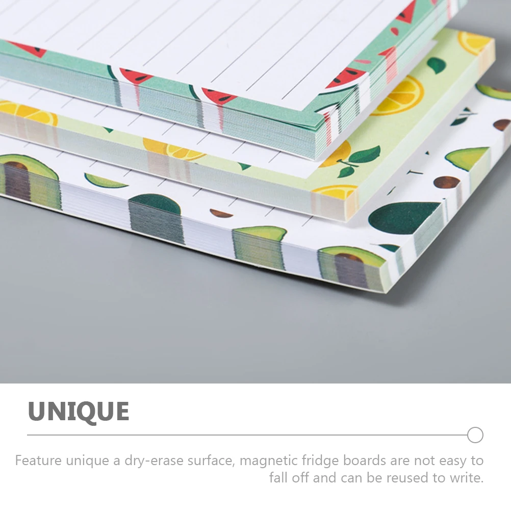 

4pcs Magnetic Message Board Fridge Note Pads Avocado Pineapple ange Watermelon Grocery List Pad Home Office