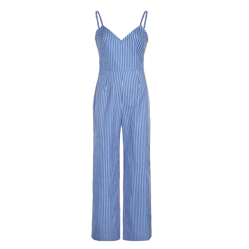 Biikpiik Casual Gestreepte Jumpsuits Vakantie Backless Vrouwen Rompertjes Loungewear Slim Fit Overalls Strandstijl Zomeroutfit