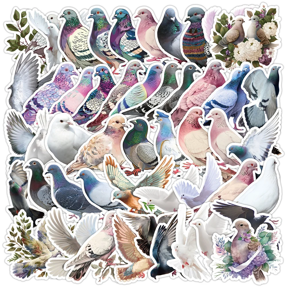 50pcs Birds Dove Pigeon Stickers For Suitcase Guitar Laptop Stationery Ipad Phone Case DIY Craft Supplies Sticker