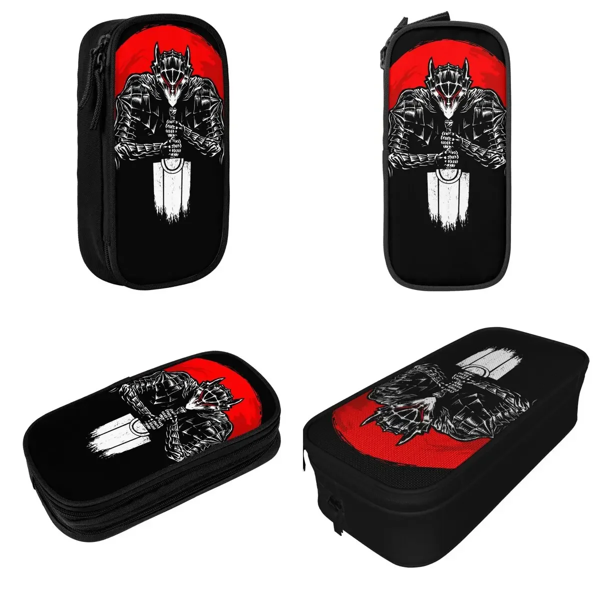 Fun Black Swordsman Berserk Anime Pencil Case Pencil Pouch Pen Box Big Capacity Pencil Bags Students School Zipper Stationery