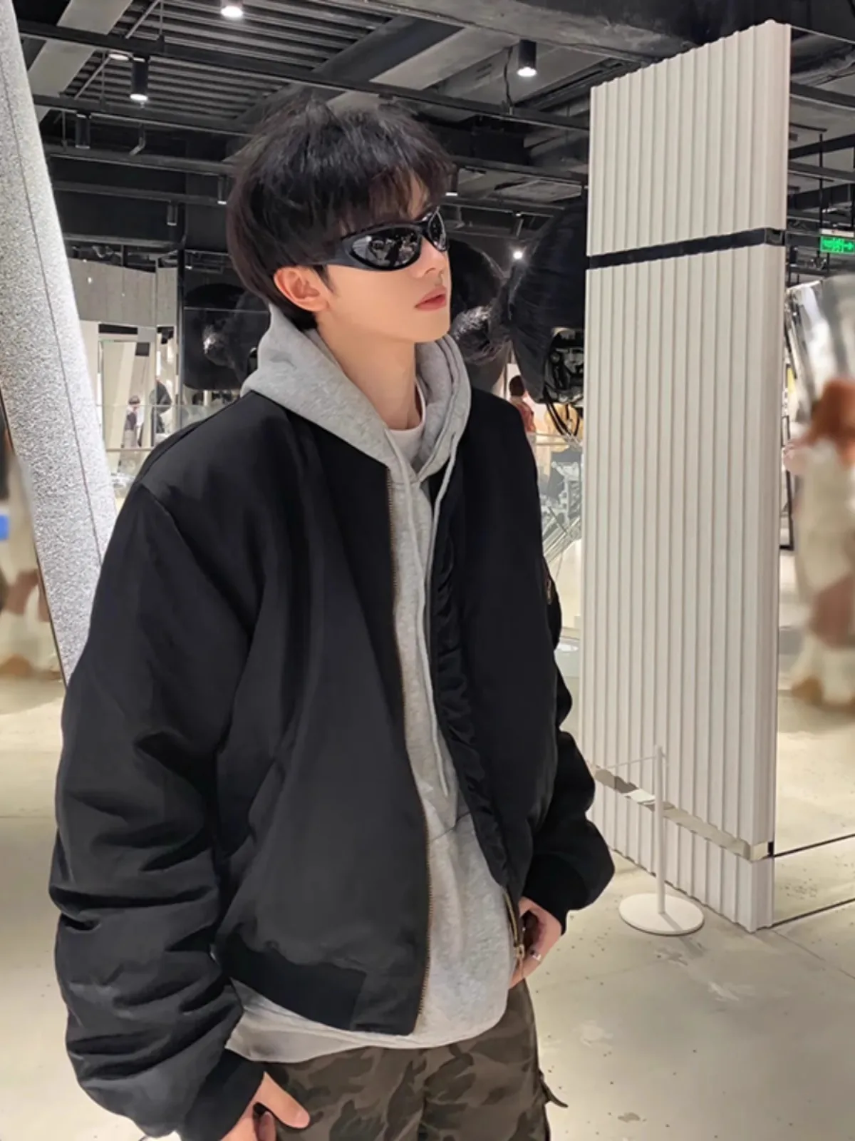 

Cleanfit Men's ort Flight Jaet Autumn Winter Cotton Baseball Warmth Outerwear Slim Fit Youthful Sle Long Sve Coat