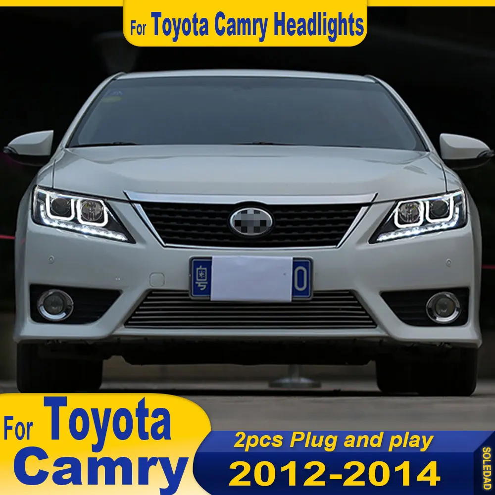 for Toyo Camry 2012 2013 2014 LED Auto Headlights Assembly Upgrade Bifocal Lens Blink Signal Lamp Tool Accessories Plug and play
