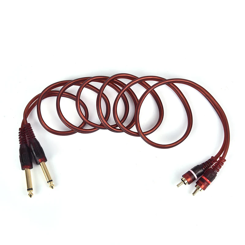 New Arrival 1pc 1.5M Cable, Dual RCA Male To Dual 6.35mm 1/4 Inch Male Mixer Audio Cable Accessories