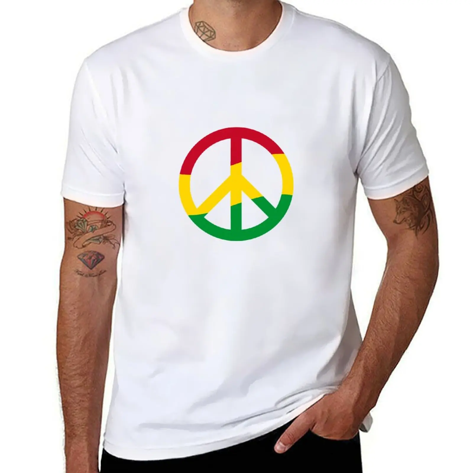 Peace Sign Rastafarian Reggae Music Peace Pace T-Shirt basketball graphic tees cute clothes summer top Men's clothing