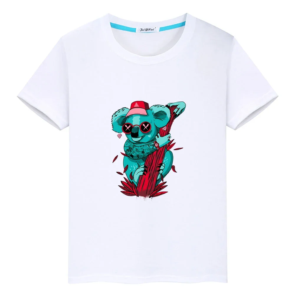 Australia Koala Animal Cute T-shirt 100% Cotton Summer Short Sleeve Tee-shirt Kawaii Cartoon Casual Comfortable Tshirt Boys/Girl