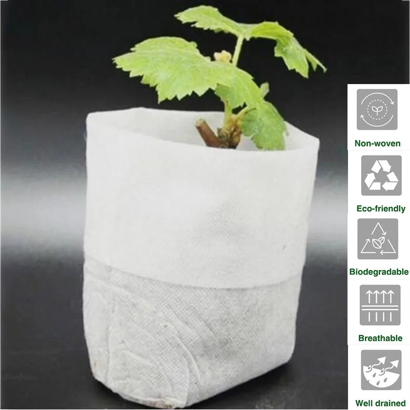 100pcs Gardening plant Nursery pots bags growing pots vegetable planter Tools Fabric Garden grow Planting Bags 8*10cm Degradable