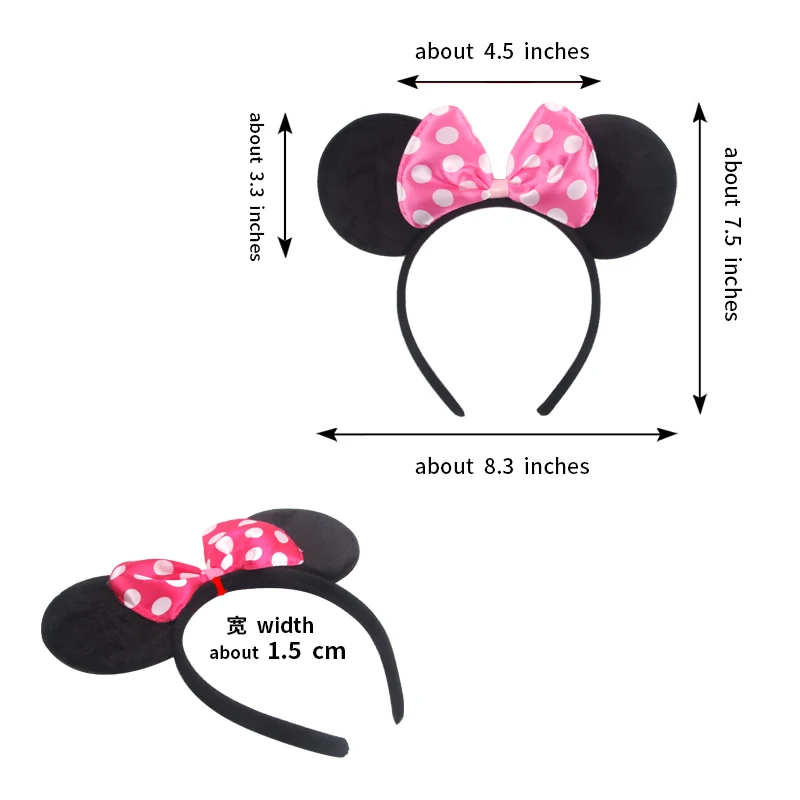 Mausohren-Stirnband für Erwachsene und Kinder, Mädchen-Geburtstagsparty, Pailletten-Punkte-Schleifen, Accessoires, Kinder-Kopfbedeckung, Party-Haarband – Detail 5