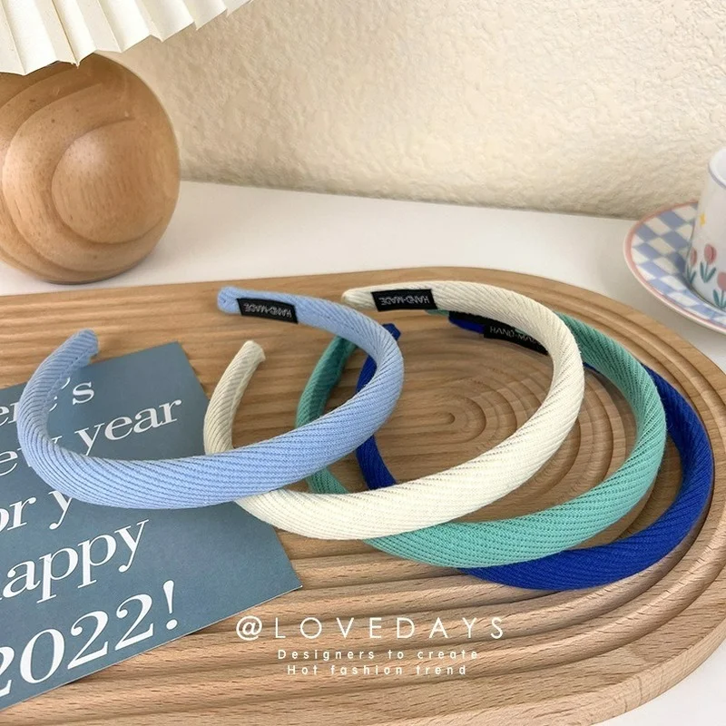 Gentle Healing Department ~ Blue Oblique Striped Hair Hoop Thin Section Fashionable Korean Ins Girl Hairpin Headband Tide