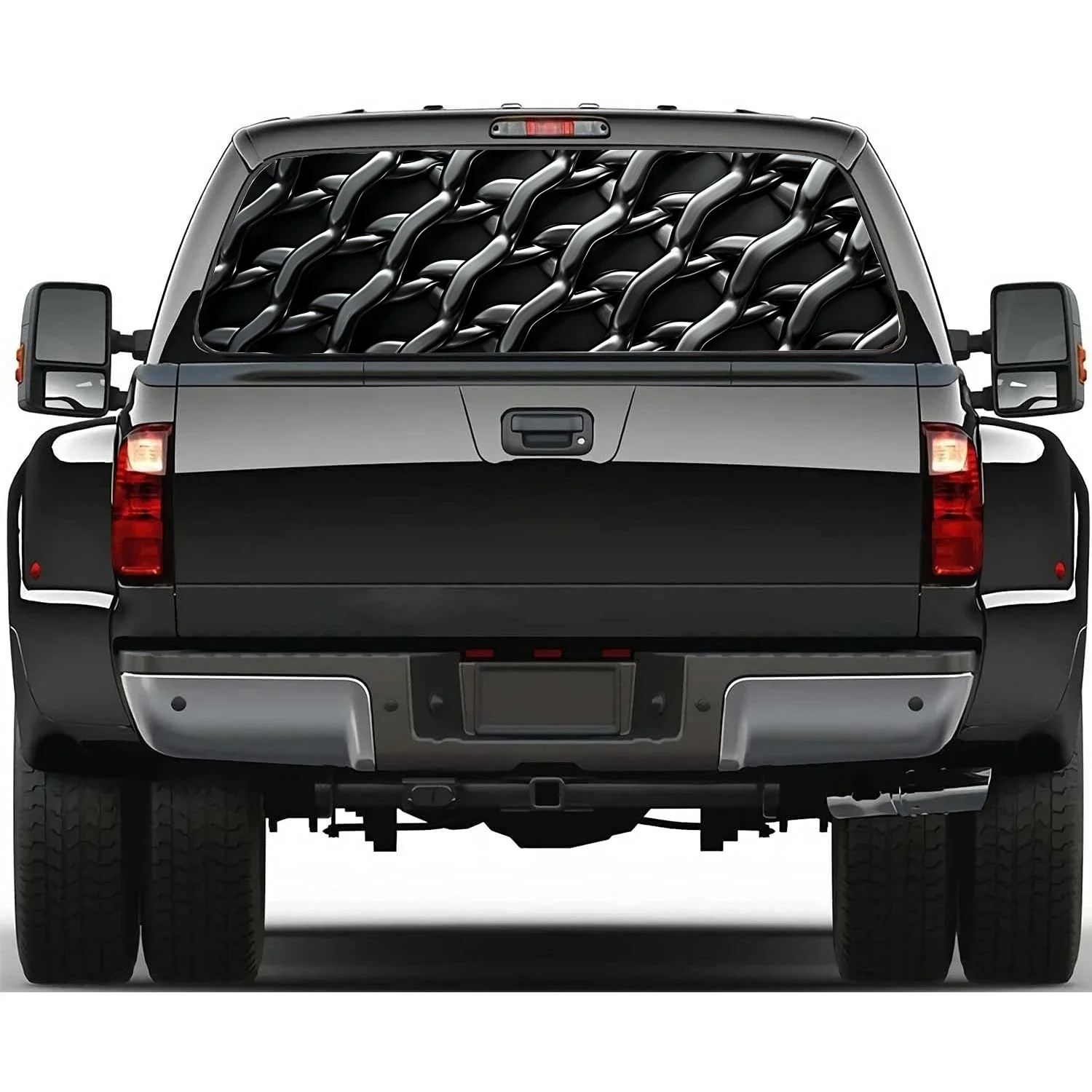 

Абстрактная металлическая цепочка наклейка на заднее окно подходит для пикапа, грузовика, автомобиля, универсальная прозрачная перфорированная виниловая наклейка на заднее окно