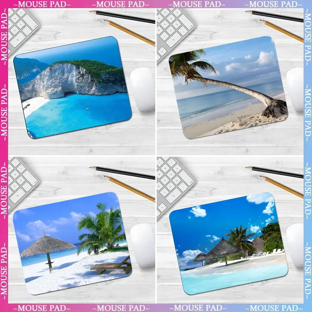 Sea palm trees Mouse Pad Non-Slip Game esktop Leather Mause Pad Waterproof Anti-Scratch Easy To Clean Mat For Give gifts to daug