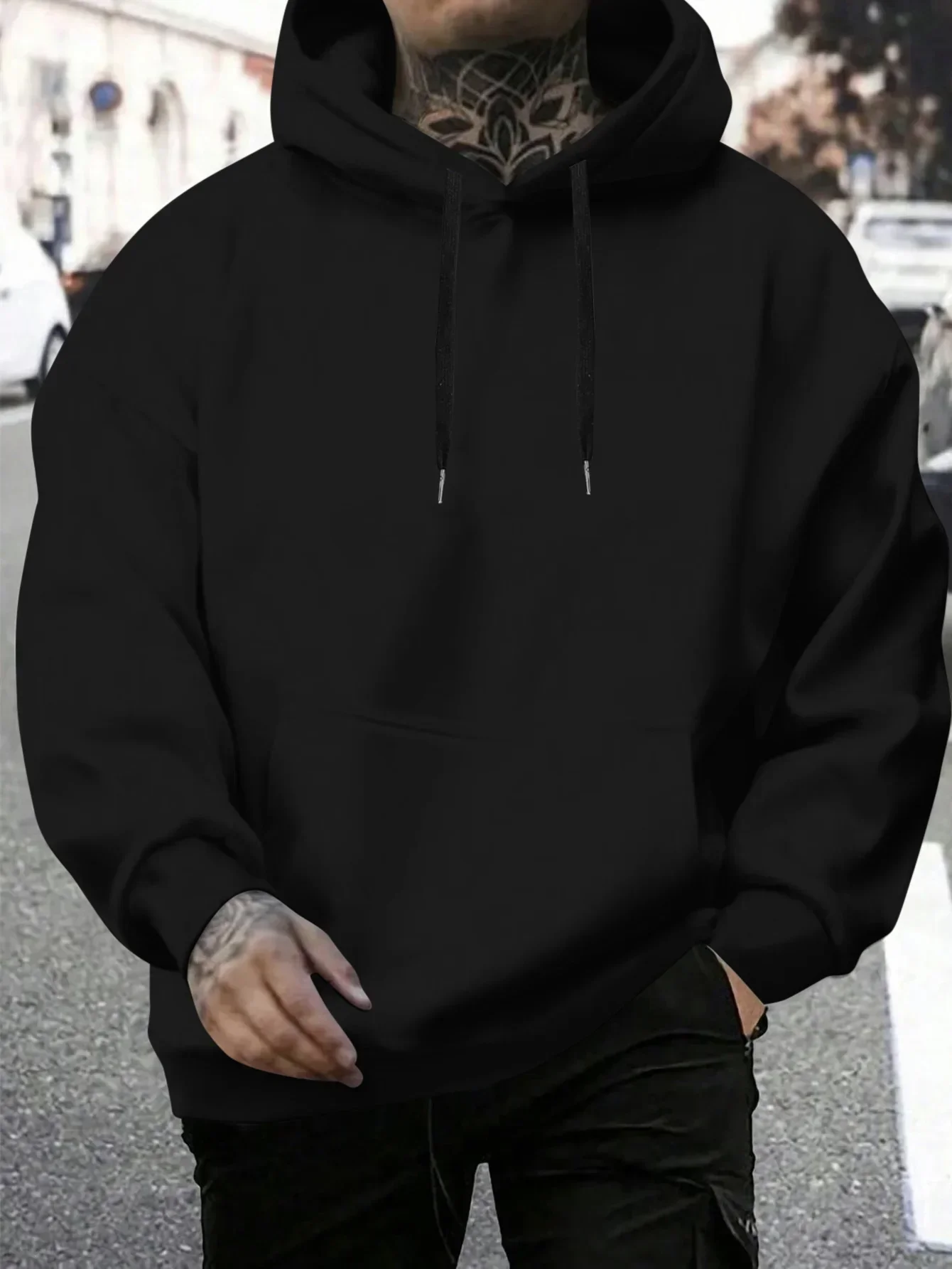 سويت شيرت رجالي بغطاء للرأس بحروف "Good Dad" كاجوال قابل للسحب مع جيب أمامي، مصنوع من نسيج ناعم وجيد التهوية #2