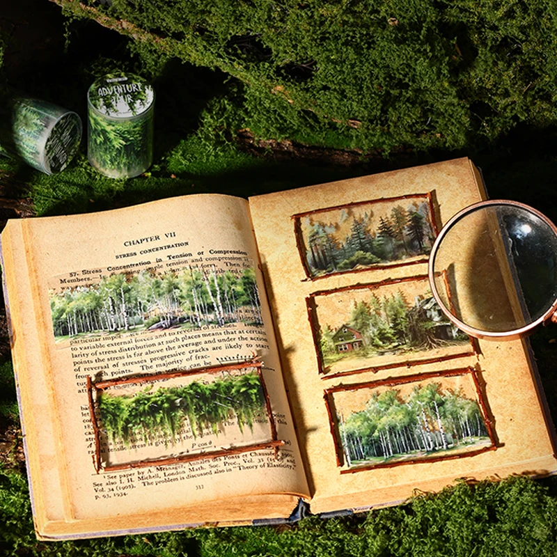 

Mr. Paper Forest Series Landscape Tape 1 Roll Norwegian Forest Adventure Green Vitality Tape Handbook Home Decoration Gifts