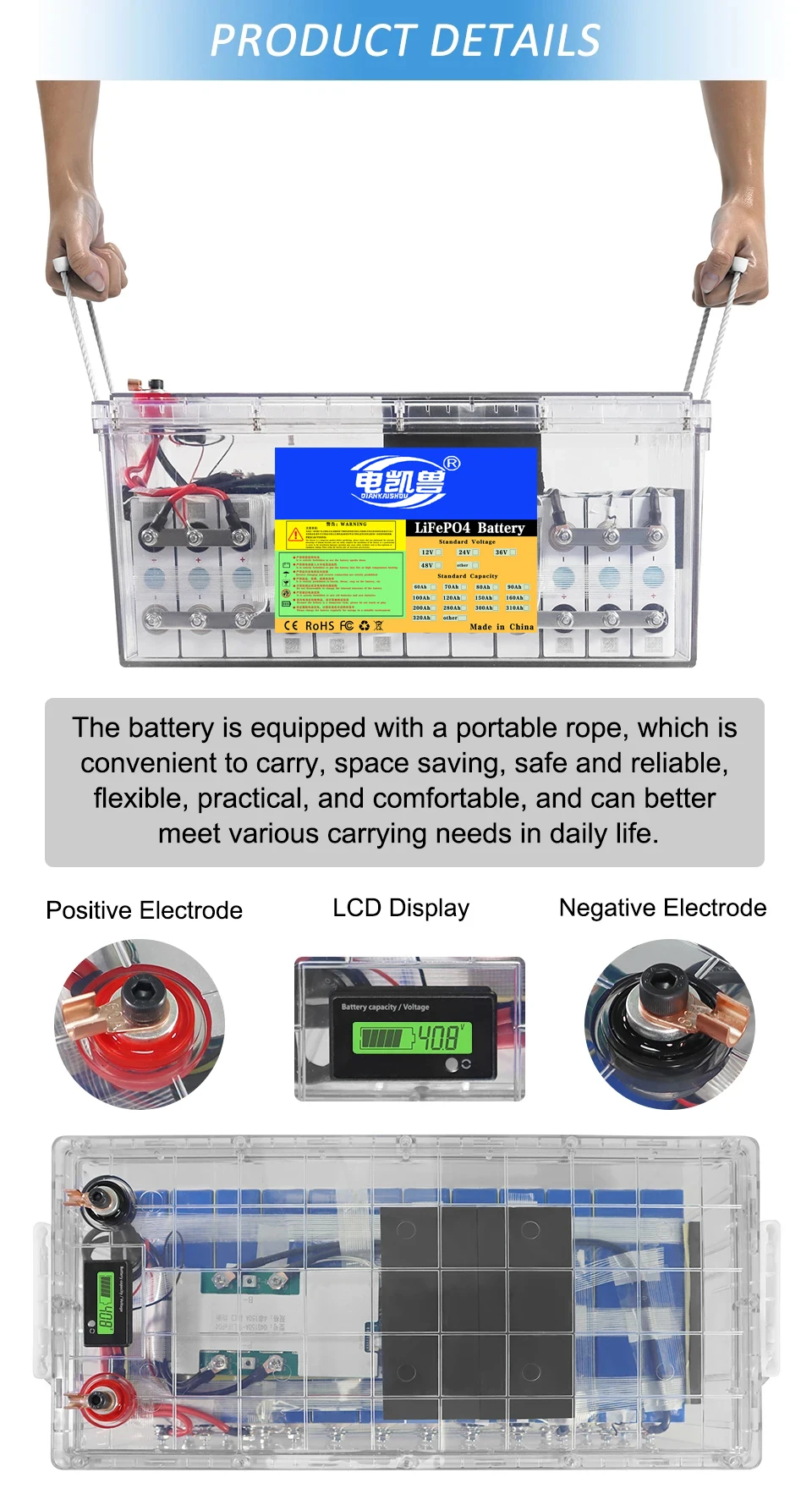 New 12V 24V 48V 310ah 200ah 150ah 100ah Lifepo4 Battery Pack Lithium Iron Phosphate RV Marine Large Yang Rechargeable Battery