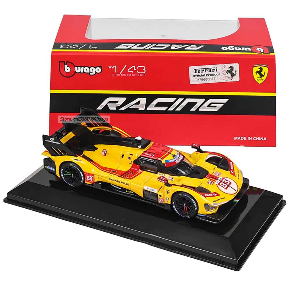 Bburago 1:43 24h LE MANS Ye Yifei Ferrari 2025 499P # 83 schwarze Basis Acrylbox-Basis Legierung Luxusfahrzeug Diecast-Automodell Spielzeug – Detail 6