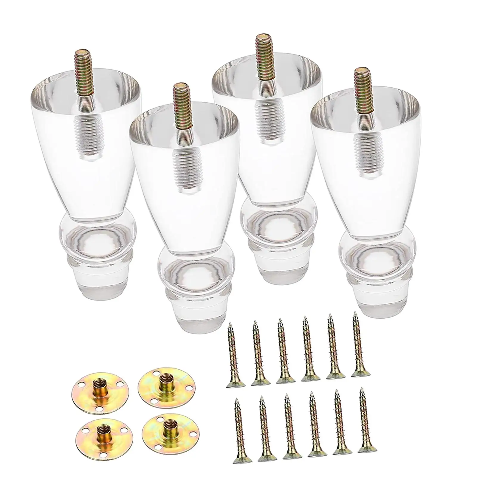 4 Pieces Acrylic Furniture Legs Transparent Modern DIY Cabinet Support Legs Sofa Legs for Sofa Bench Bookcase Cabinet Home Decor