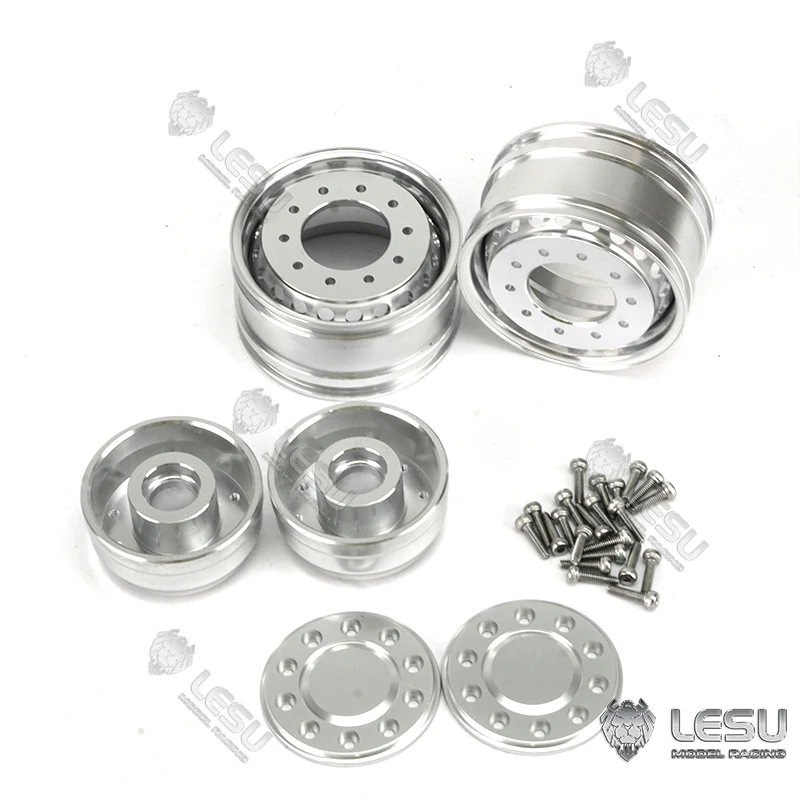 Lesu metal liga de alumínio roda dianteira 20 buraco pneu largo W-2042 para tamiya 1/14 rc caminhão trator caminhão basculante modelo brinquedo peças