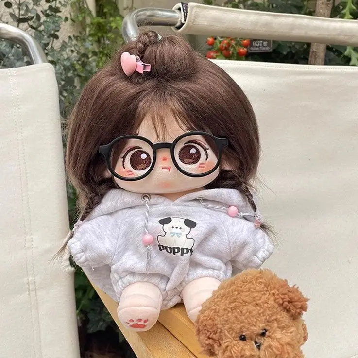 Fashion 20cm Plush Doll Clothes White Cute Puppy Graphic Tops Cotton Soft Outfit For BJD Animal Doll Toys Party Favors Mini Cosp