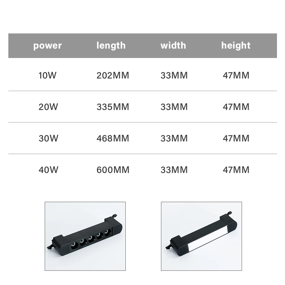 Luz de Preenchimento LED de Pista Longa, Lâmpada Linear Viva, Guia de Grelha, Holofotes, CA 110V, 220V, 10W, 20W, 30W, 3 fios