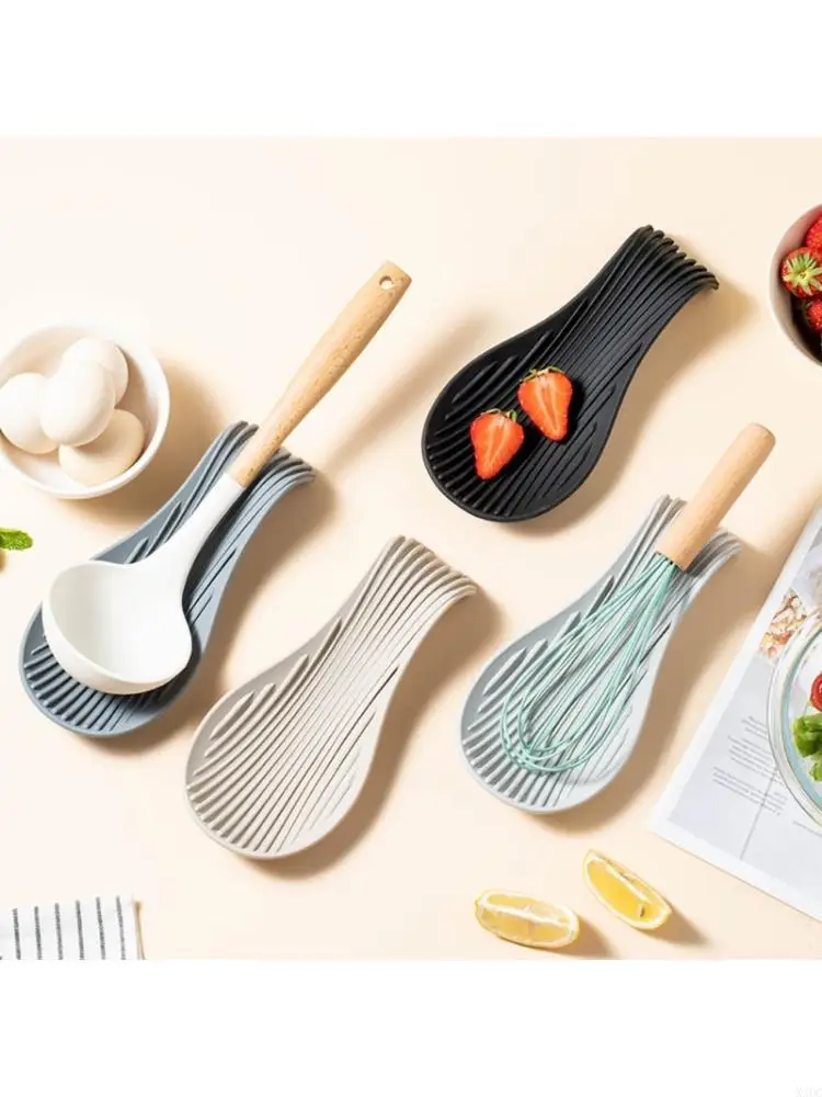 Heatproof Silicone Spoon Tray High Temperature Resistant Cooking Utensil Rest For Soup Ladles Spatulas X3UC