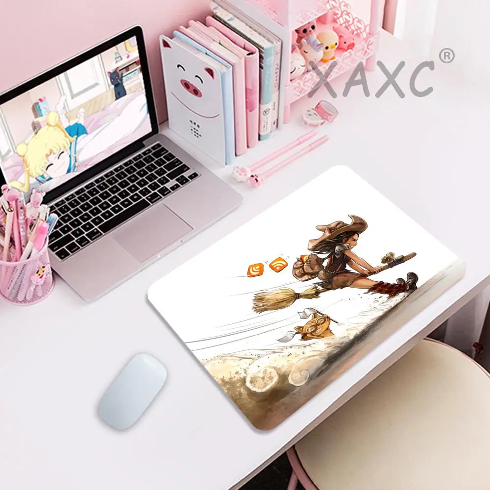 

HYBXAXC Speedy Witch & Cat on Broom Small Mouse Pad,Whimsical Adventure Desk Desktop Computer Keyboard Wireless Boy Girl Gift