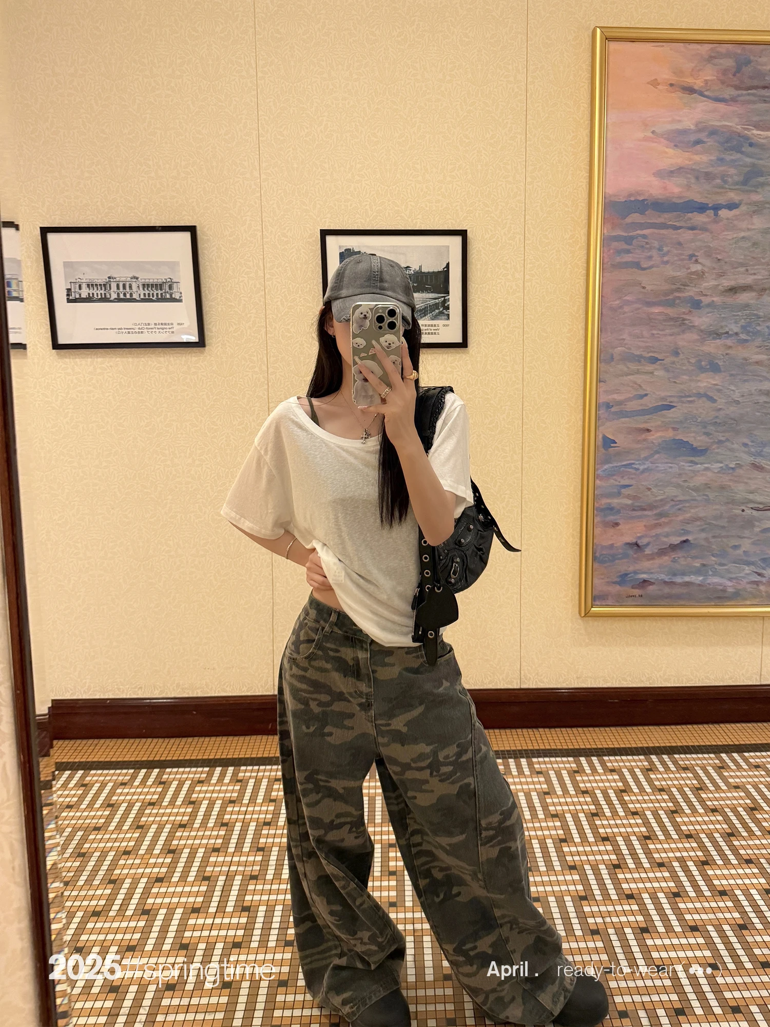 الجينز الأخضر العسكري للمرأة عالية الخصر خمر مستقيم فضفاض Y2K الدنيم السراويل الهيب هوب موضة واسعة الساق الدنيم بنطلون