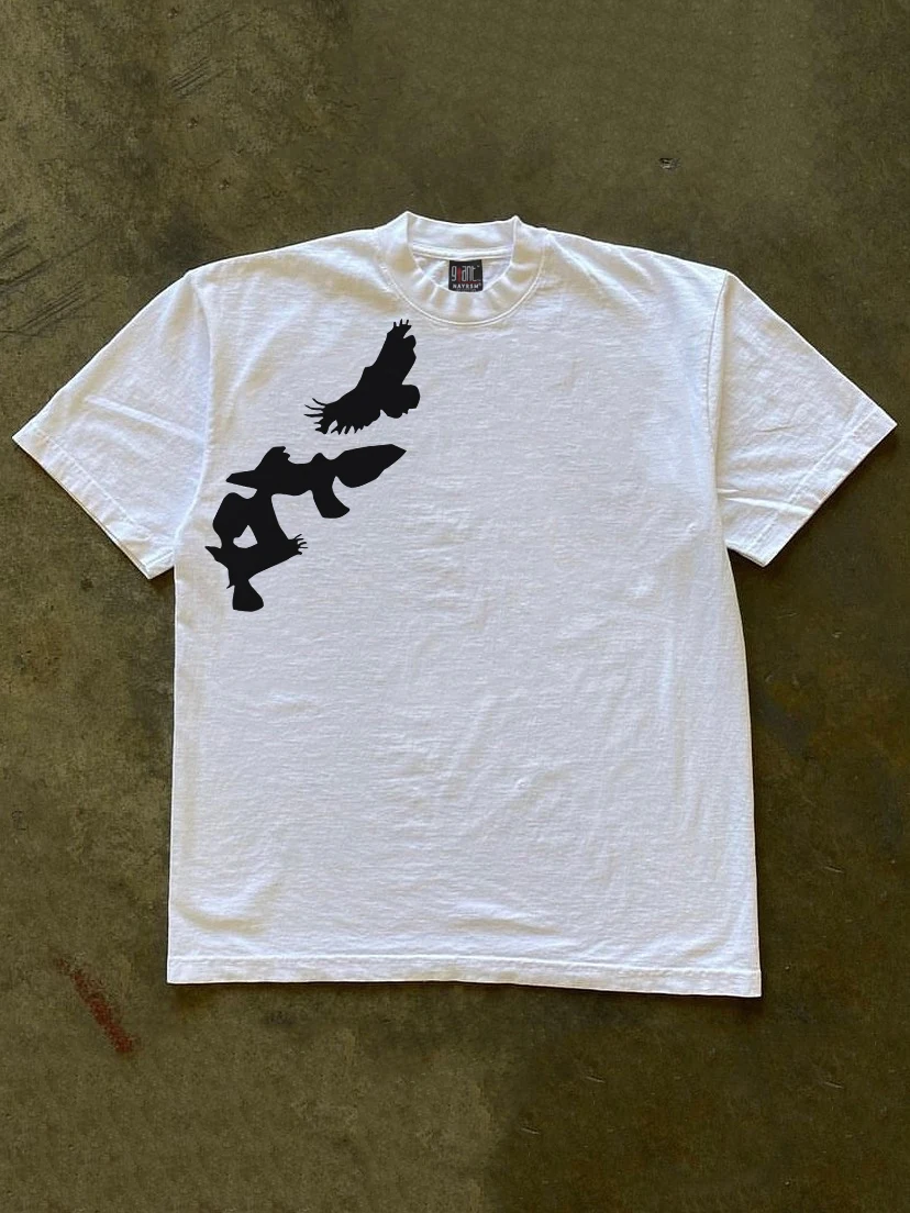 Xiao Chen Story Multi 260g Heavyweight Pure Cotton Oversize Short Sleeve T-Shirt Simple Original Tokyo Style Eagle Flying