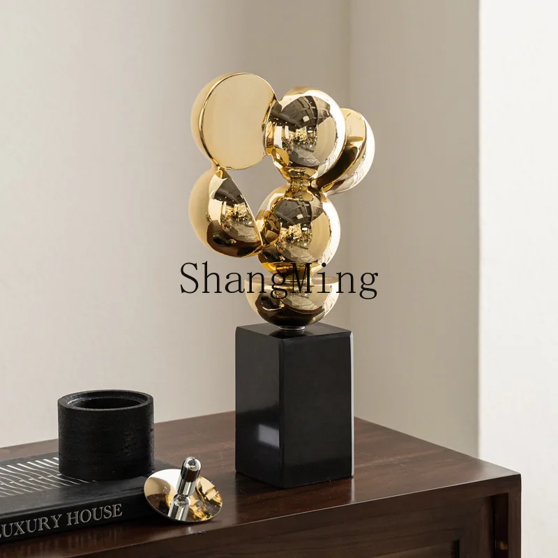 

ZYY light luxury electroplated gold geometric abstract soft decoration ornament entrance TV cabinet decoration