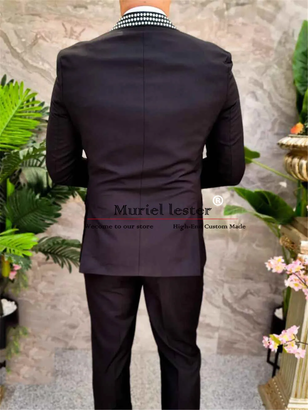 Luxury Crystals Beaded Suit Men Formal Groom Party Custmized 2 Pieces Man Party Wedding Tuxedo Slim Fit terno masculino complete