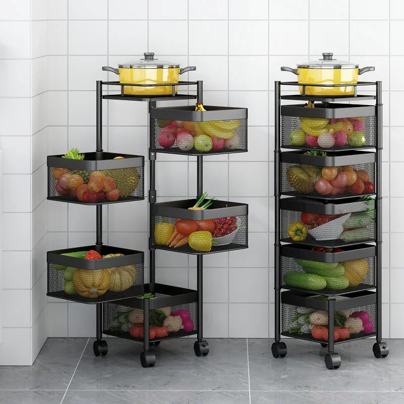 Kitchen Revolving Vegetable Shelf: Floor Multi-Layer Corner Rack, Vegetable Basket Storage Rack, Sundries Fruit Rack Supplies