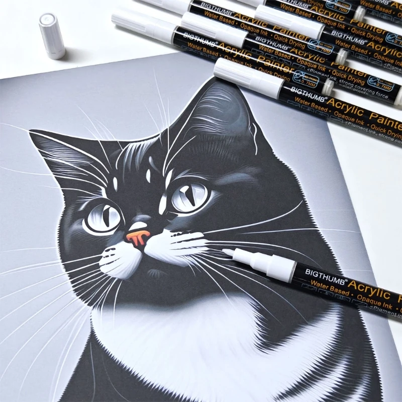 ปากกาอะคริลิคสีขาวปากกามาร์กเกอร์ปากการะบายสีอเนกประสงค์อุปกรณ์สำหรับการเขียนด้วยมืองานฝีมือแบบทำมือ