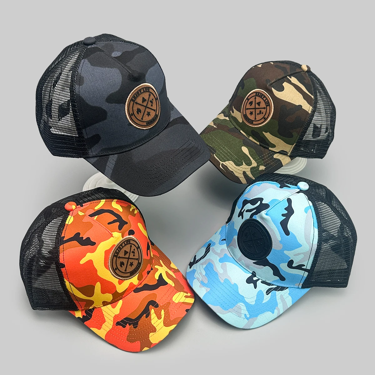 

CAMO Patch Circular Letters Baseball Hats New Men Women Mesh Sunshade Hardtop Versatile Personal Fashion Breathable Trucker Caps