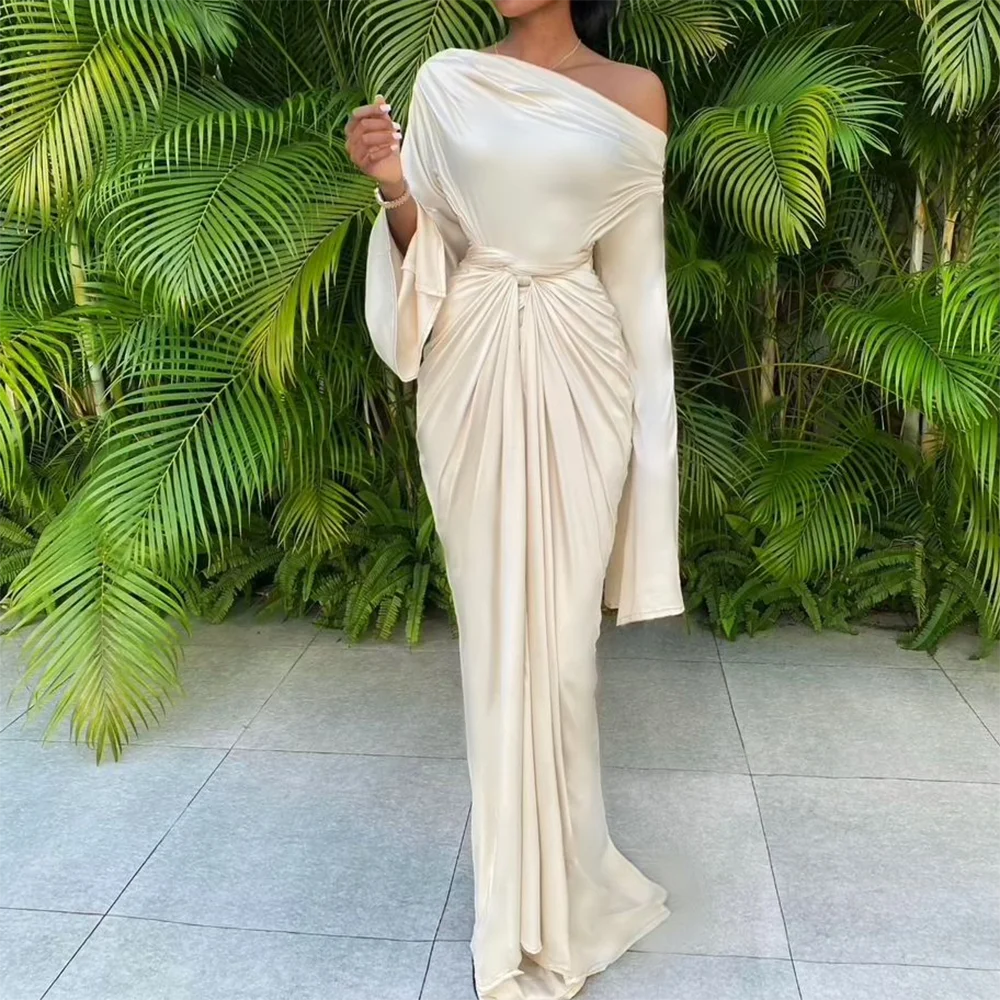 

Классические прямые вечерние платья с открытыми плечами и длинными рукавами, вечерние платья для дня рождения, выпускного вечера по индивидуальному заказу