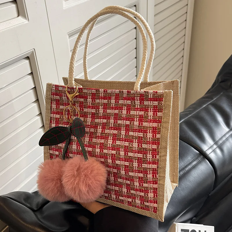 

Bags Women's Autumn and Winter Versatile High-end Texture Niche Handbags Fashionable Red Souvenir Burlap Bags