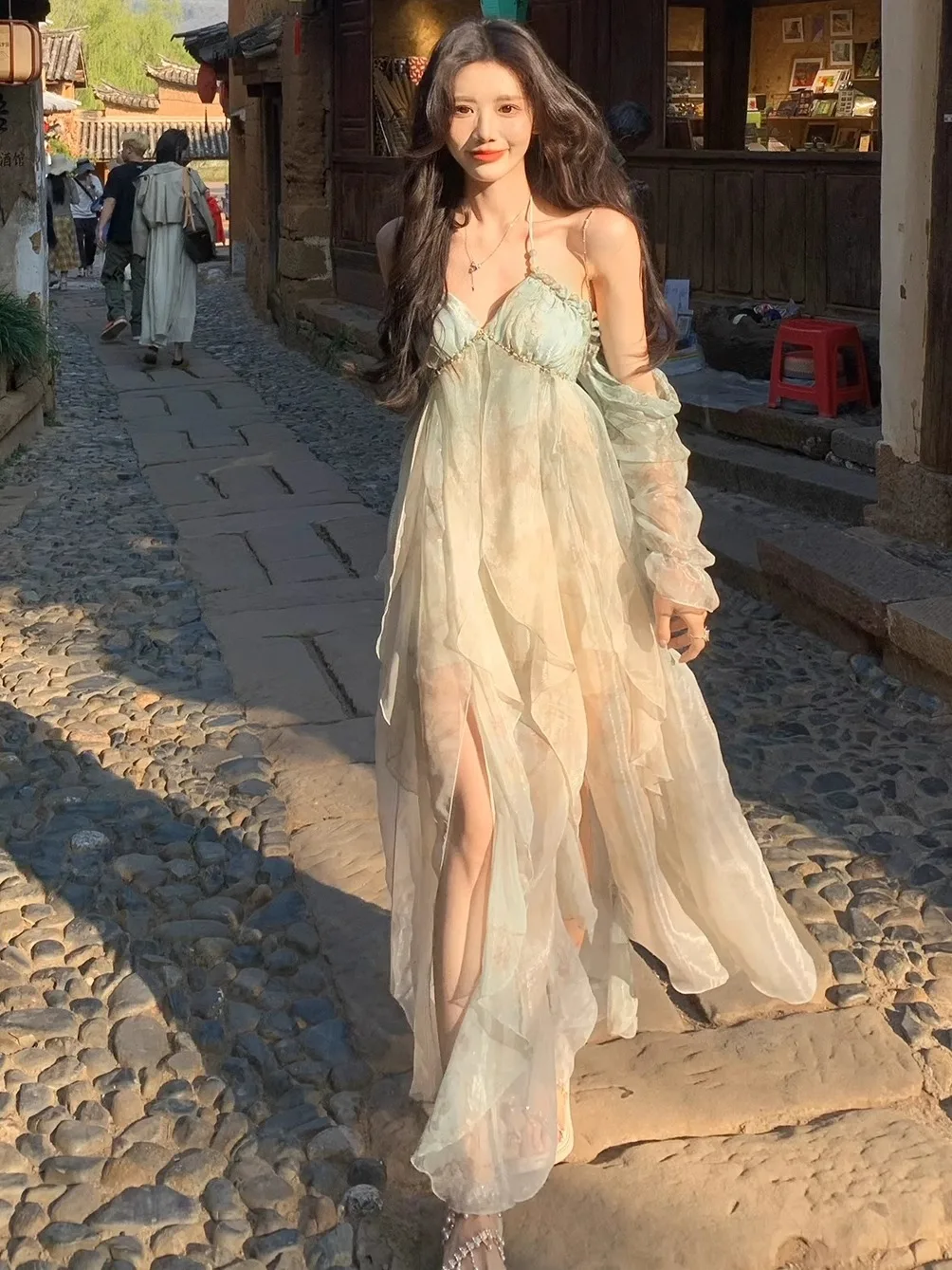 Beach Vaion Sle Donna Dr ter Ne Gonna lunga da fata Estate Bellissimo abito da ballo Vita alta A-Line Midi Dr