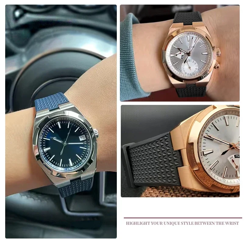 Fluororubber สําหรับ Vacheron Constantin 450 Cross Sea 4500V 5500v 7900v Series สายนาฬิกาคุณภาพสูง Quick disassembly end