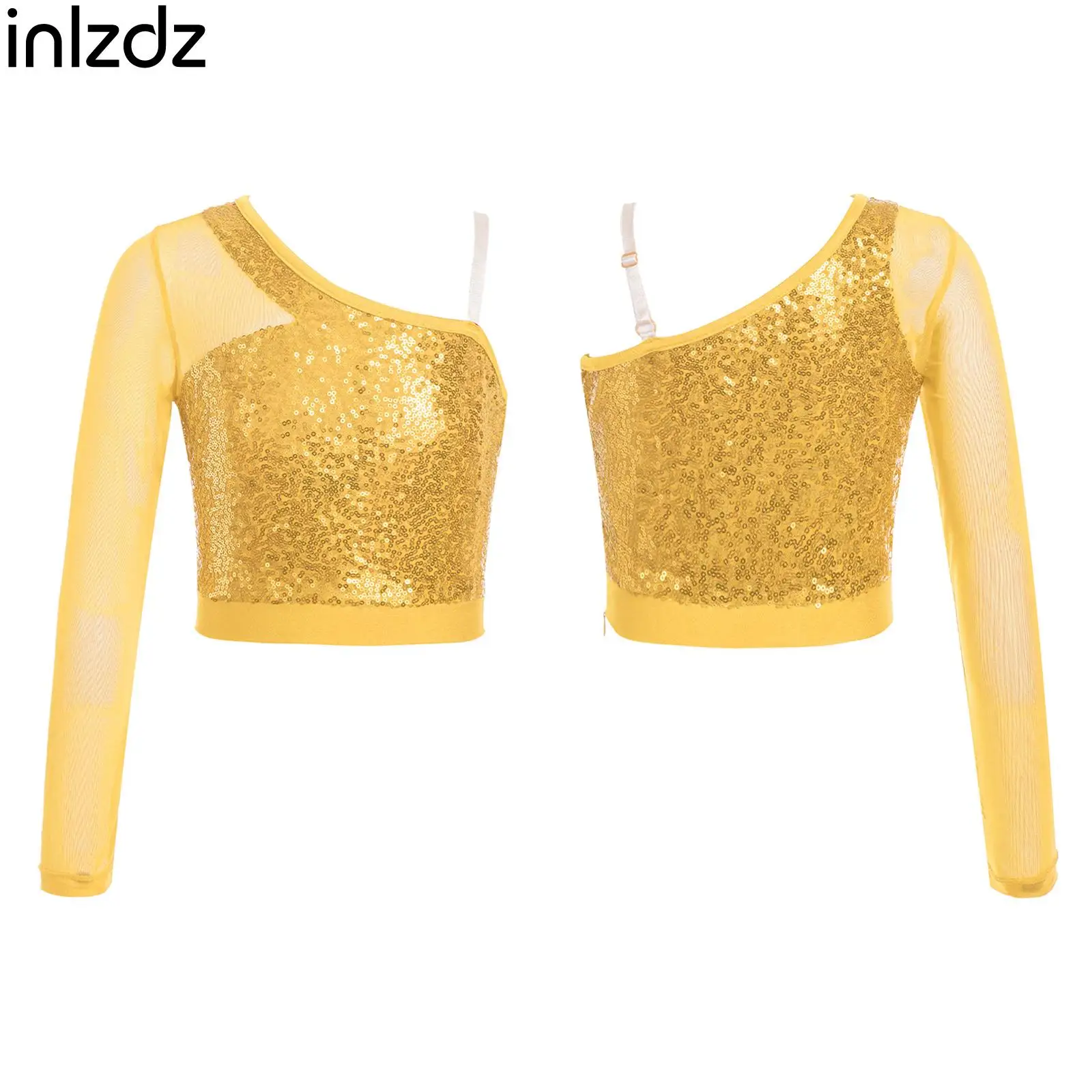 

Children's Jazz Hip-pop Street Modern Dance Crop Top Costume Sparkly Sequins Tops for Skating Performance Competition Streetwear