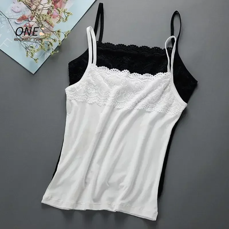 

Women's Floral Lace Camisole - Sleeveless Scalloped Spaghetti Strap Tank Top, Stretchy Slim Fit Summer Basic ніжняя падзея 속옷